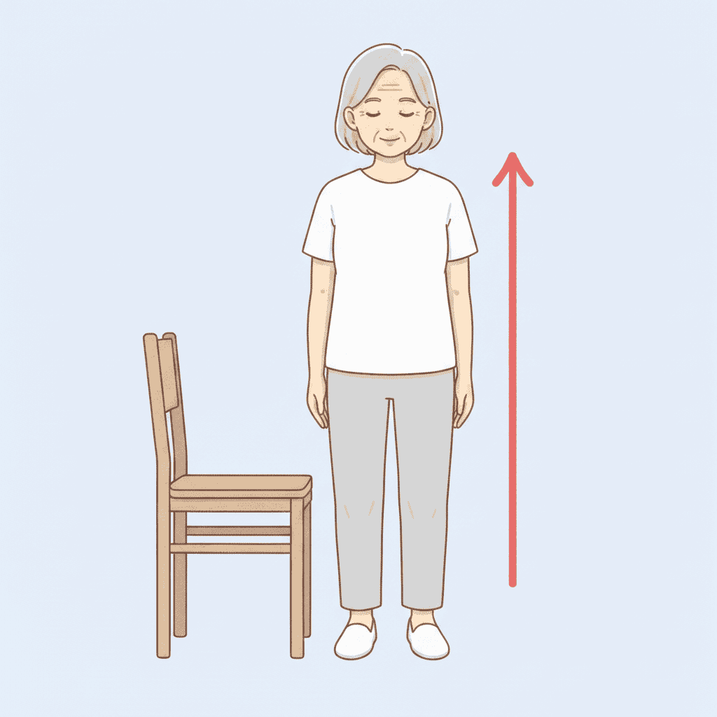 片脚立ち上がり（応用立ち座り）の終了姿勢