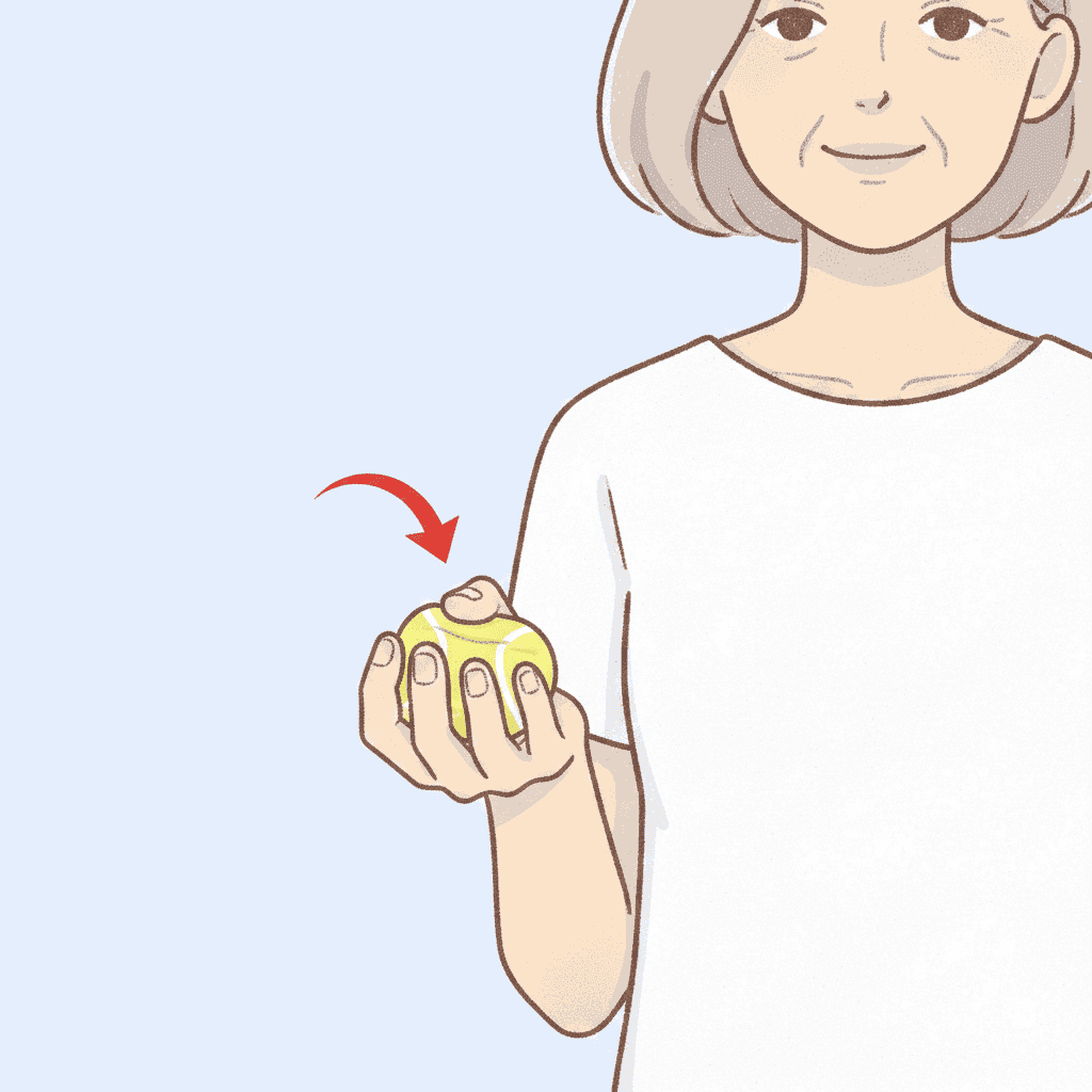 握力強化（ボール握り）の終了姿勢