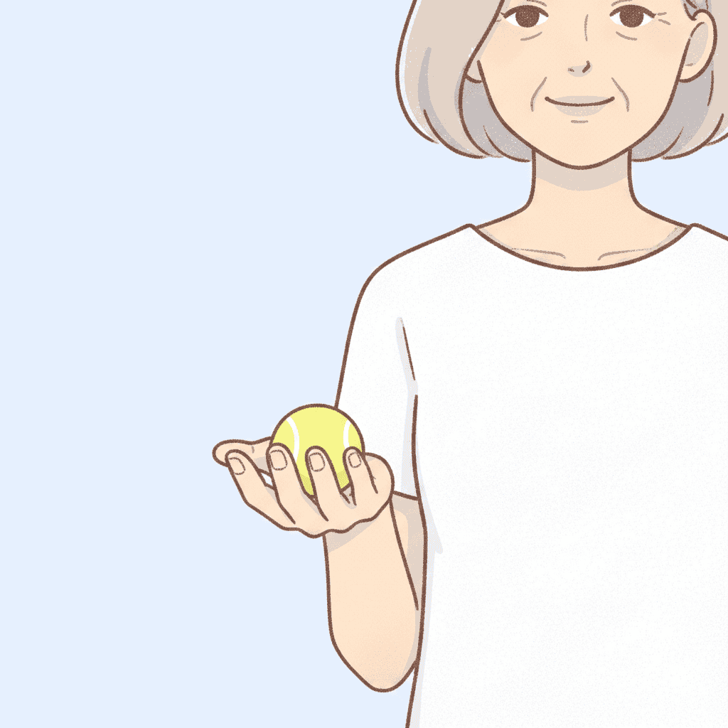 握力強化（ボール握り）の開始姿勢